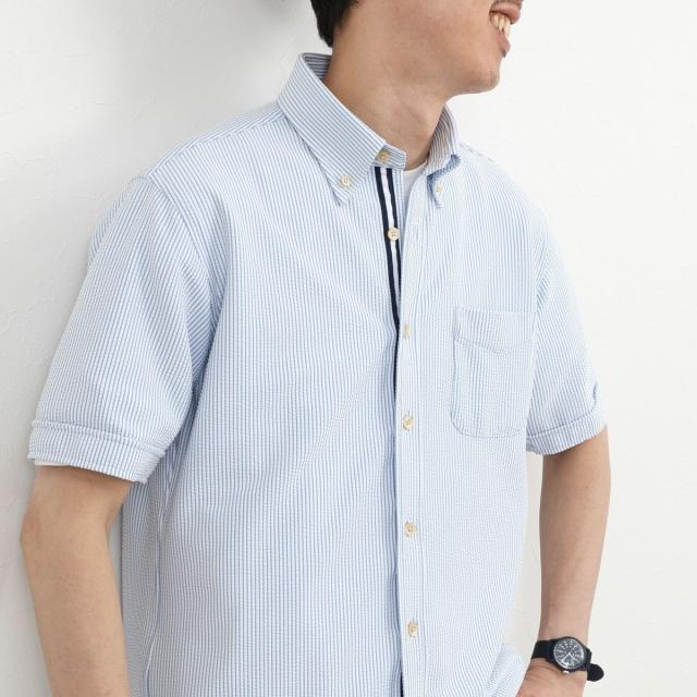 ノーリーズ グッドマン（NOLLEY’S goodman）/《ビジカジ対応》トリコットサッカーテープBD SS 半袖ボタンダウンシャツ 26SS