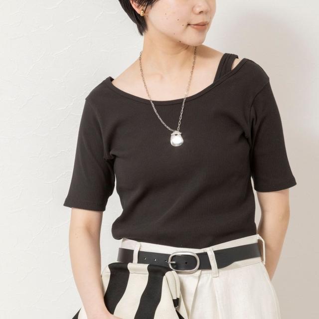 リエミラー（Rie Miller）/ウォッシャブルアシンメトリー2WAYリブTシャツ_2