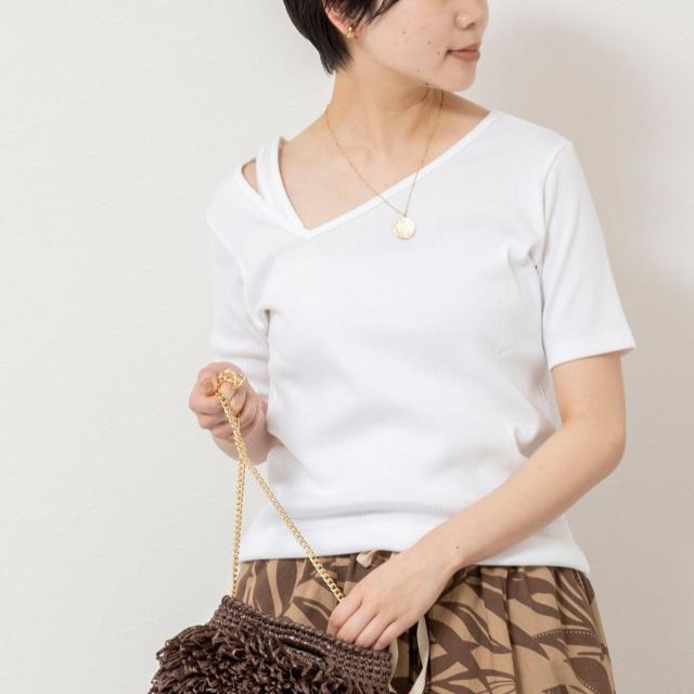 リエミラー（Rie Miller）/ウォッシャブルアシンメトリー2WAYリブTシャツ_8