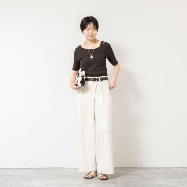 リエミラー（Rie Miller）/ウォッシャブルアシンメトリー2WAYリブTシャツ_16
