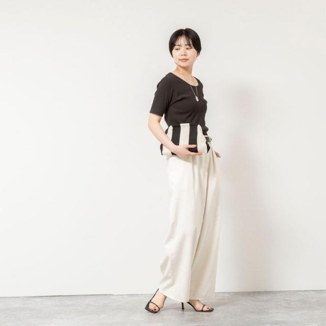 リエミラー（Rie Miller）/ウォッシャブルアシンメトリー2WAYリブTシャツ_17