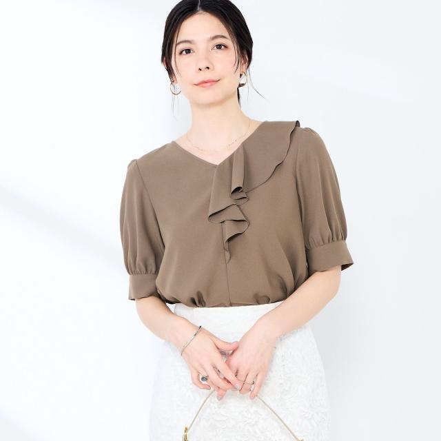 ノーリーズソフィー（NOLLEY’S sophi）/ウォッシャブルジョーゼットアシメラッフルブラウス