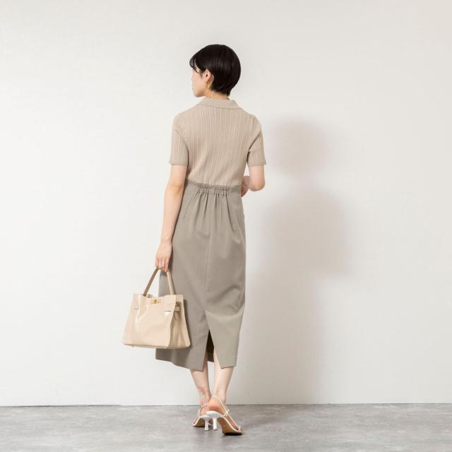 ノーリーズソフィー（NOLLEY’S sophi）/ウォッシャブルポロニットタイトスカートドッキングワンピース_2