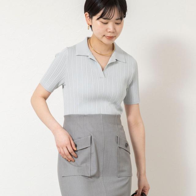 ノーリーズソフィー（NOLLEY’S sophi）/ウォッシャブルポロニットタイトスカートドッキングワンピース_13