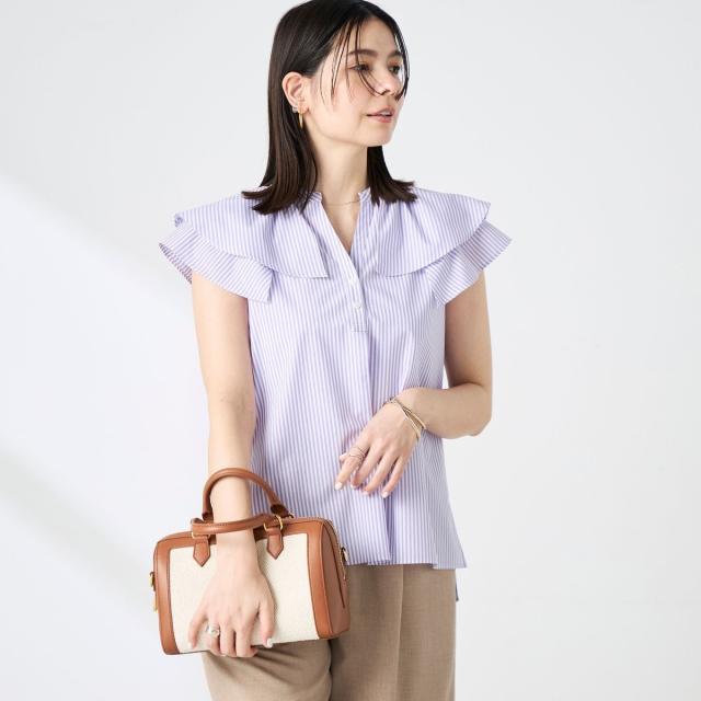 ノーリーズ（NOLLEY’S）/ウォッシャブルダブルフリルキーネックブラウス