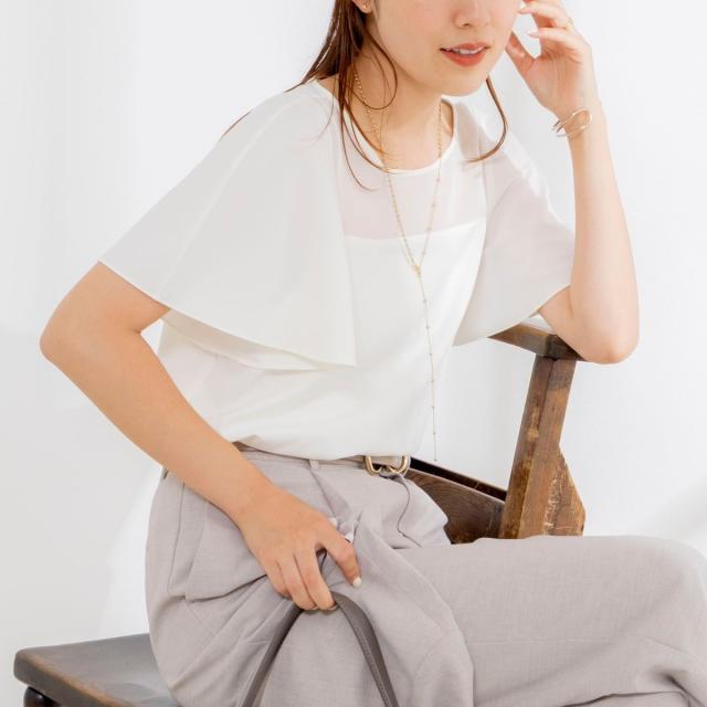 ノーリーズ（NOLLEY’S）/《接触冷感》ウォッシャブルシアー切替ツイルブラウス