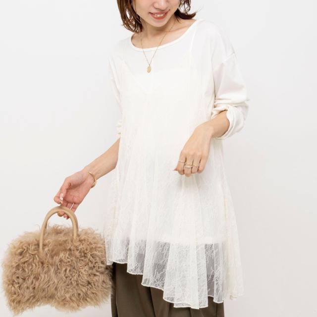 ノーリーズ（NOLLEY’S）/【WEB限定】ウォッシャブルアシメレースキャミ 14,414円