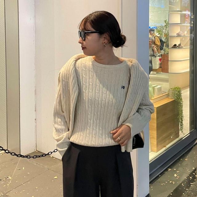 フレディ＆グロスター（FREDY&GLOSTER）/ウール混FR刺繍ケーブル柄ニットプルオーバーの通販は 5,720円