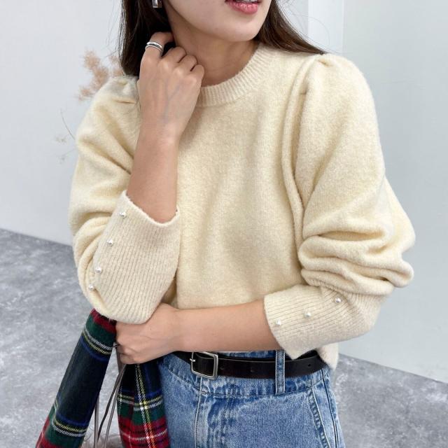 フレディ＆グロスター（FREDY&GLOSTER）/袖ボリュームパール付きニットプルオーバーの通販は 8,301円