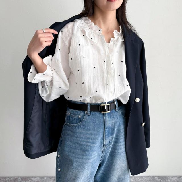 フレディ＆グロスター（FREDY&GLOSTER）/ハート刺繍フリルカラーブラウスの通販は