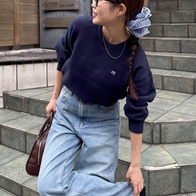 フレディエミュ（fredy emue）/FR刺繍スウェットニットプルオーバー