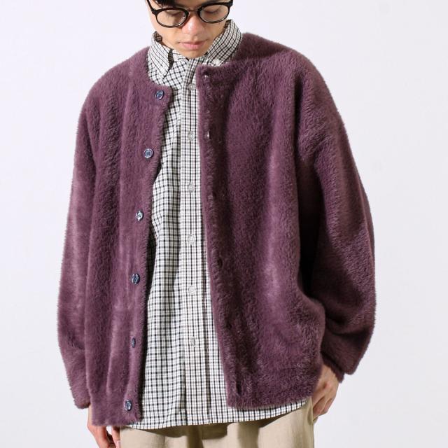 グロスター（GLOSTER）/モヘヤライク シャギークルーネックカーディガン