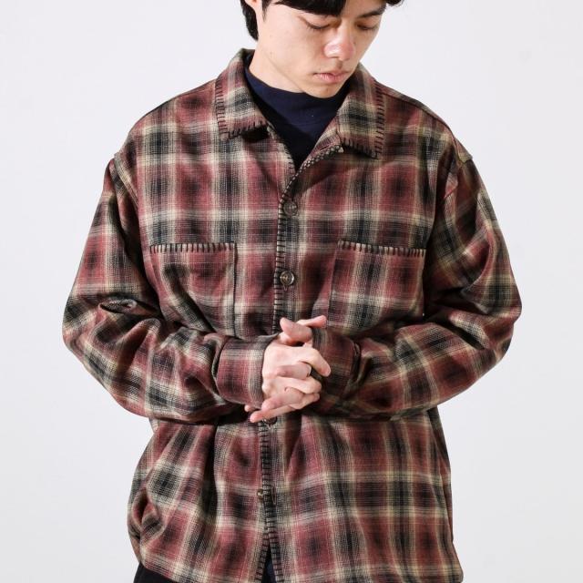 グロスター（GLOSTER）/【主役の1枚】TRオンブレチェック ブランケットステッチシャツ