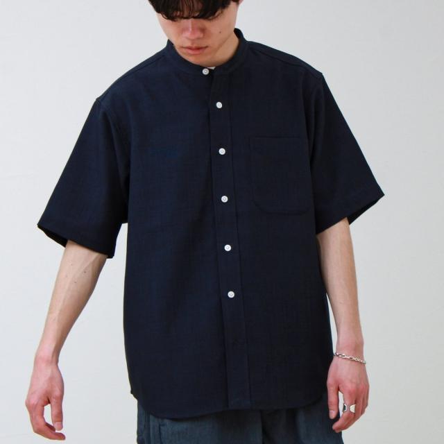 グロスター（GLOSTER）/【セットアップ対応】リネンライクバンドカラーシャツ_1