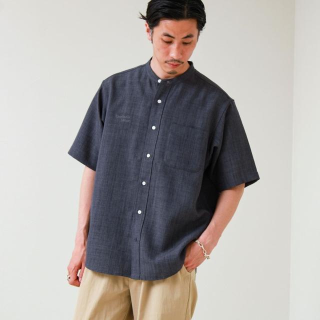 グロスター（GLOSTER）/【セットアップ対応】リネンライクバンドカラーシャツ_2