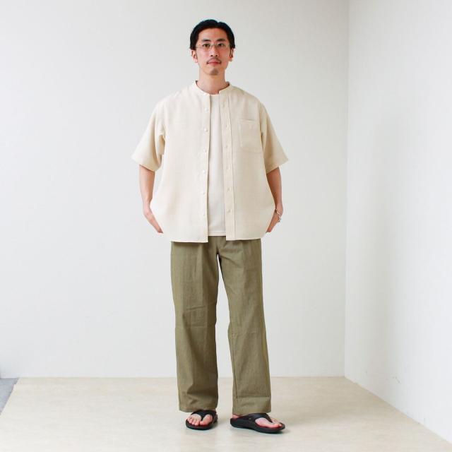 グロスター（GLOSTER）/【セットアップ対応】リネンライクバンドカラーシャツ_3