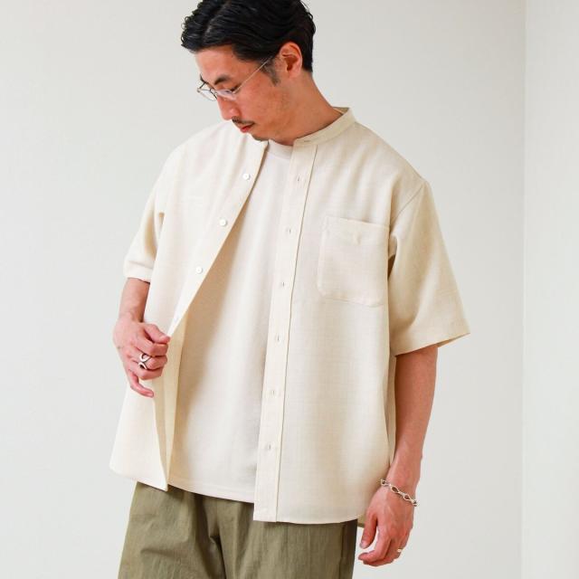 グロスター（GLOSTER）/【セットアップ対応】リネンライクバンドカラーシャツ_5
