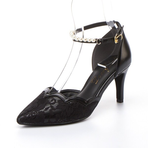 ドリードール（Dorry Doll）/エナメル＆レース使いスカラップカッティングパーティーパンプス　　　2wayストラップ付き ドリードール（Dorry Doll）/エナメル＆レース使いスカラップ