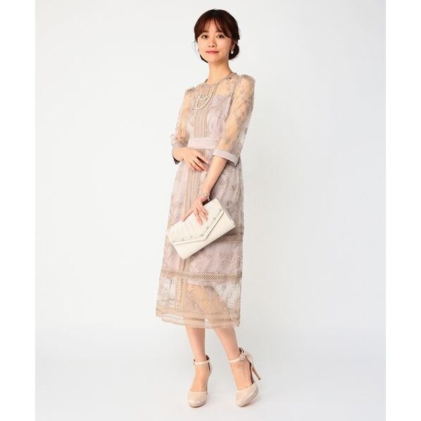 新品未使用♡ドリードール 花柄幾何学模様レースワンピースドレス セミフォーマル ドリードール（Dorry Doll）/花柄幾何学模様レース ミモレ丈