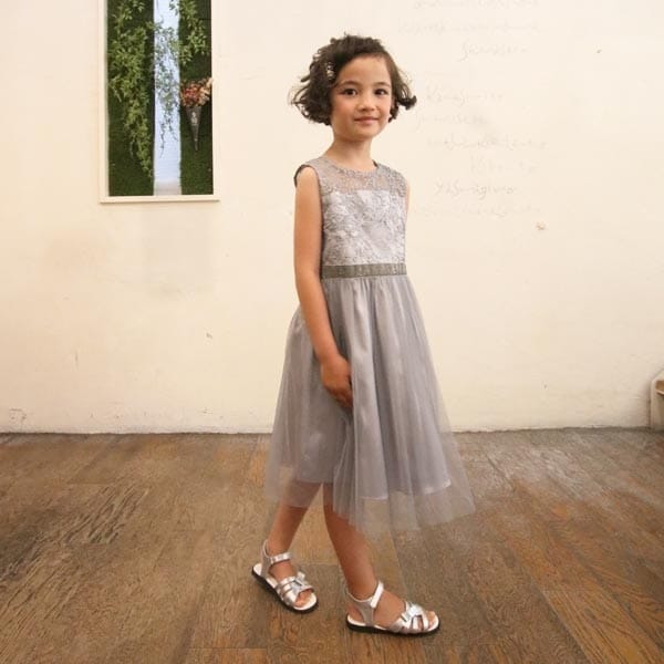 ドリードール（Dorry Doll）/《KIDS　DRESS》模様柄刺繍入りレース切り替えチュールスカート　ワンピースドレス