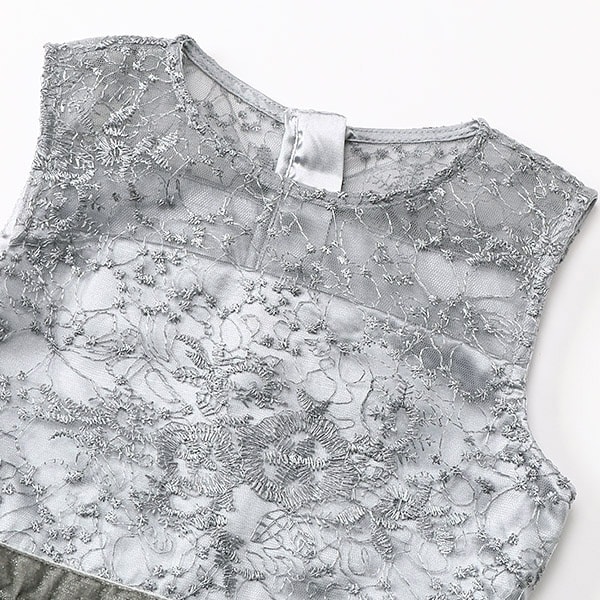 ドリードール（Dorry Doll）/《KIDS　DRESS》模様柄刺繍入りレース切り替えチュールスカート　ワンピースドレス