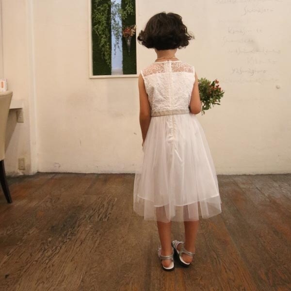 ドリードール（Dorry Doll）/《KIDS　DRESS》模様柄刺繍入りレース切り替えチュールスカート　ワンピースドレス