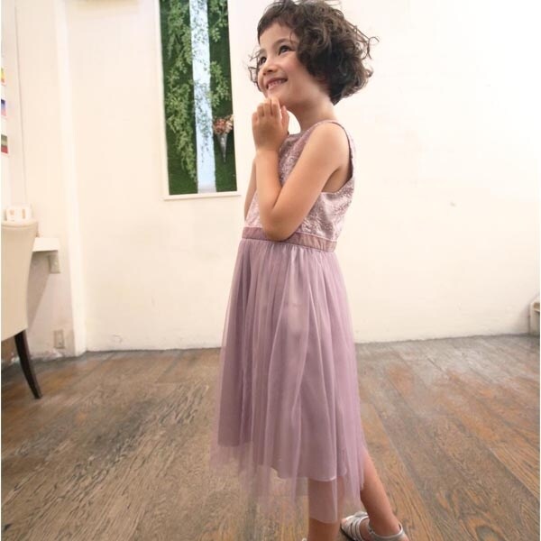 ドリードール（Dorry Doll）/《KIDS　DRESS》模様柄刺繍入りレース切り替えチュールスカート　ワンピースドレス
