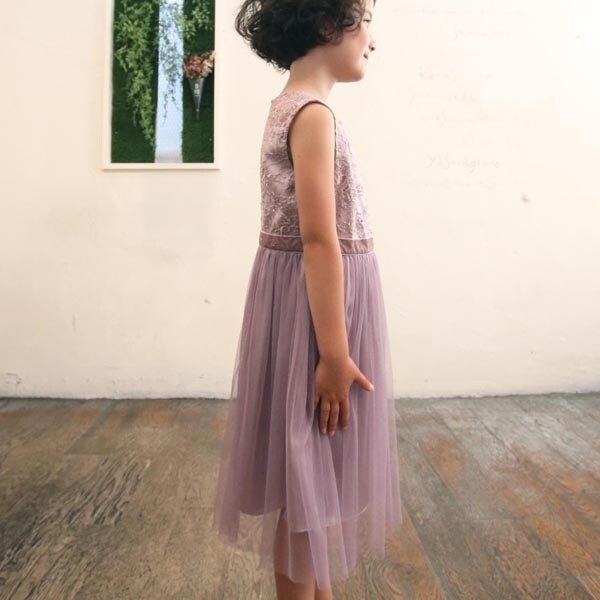 ドリードール（Dorry Doll）/《KIDS　DRESS》模様柄刺繍入りレース切り替えチュールスカート　ワンピースドレス