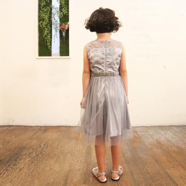 ドリードール（Dorry Doll）/《KIDS　DRESS》模様柄刺繍入りレース切り替えチュールスカート　ワンピースドレス