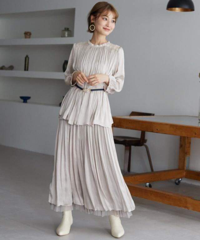 リュクスブリエ/ヴィンテージサテンギャザーブラウス