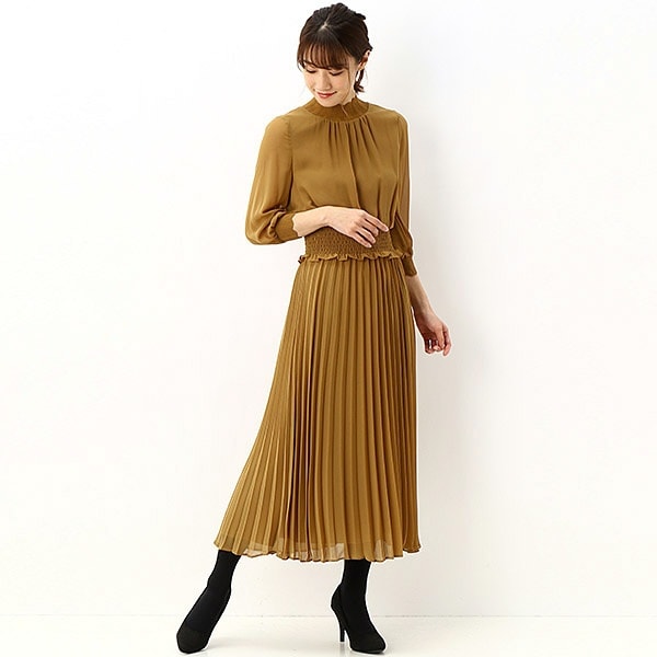 リュクス ブリュレ（Luxe brille）/袖口リブ編みニット ハイカラー