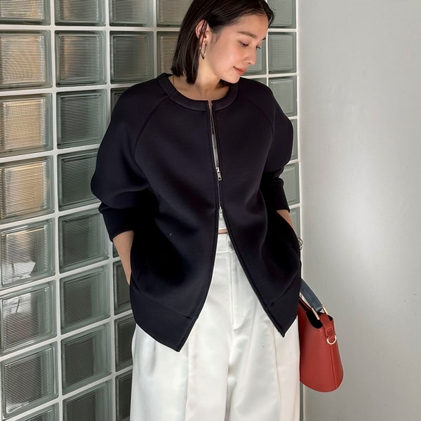 ドゥ アルシーヴ（Doux archives）/Ｗ　ＺＩＰボンディングノーカラーブルゾン