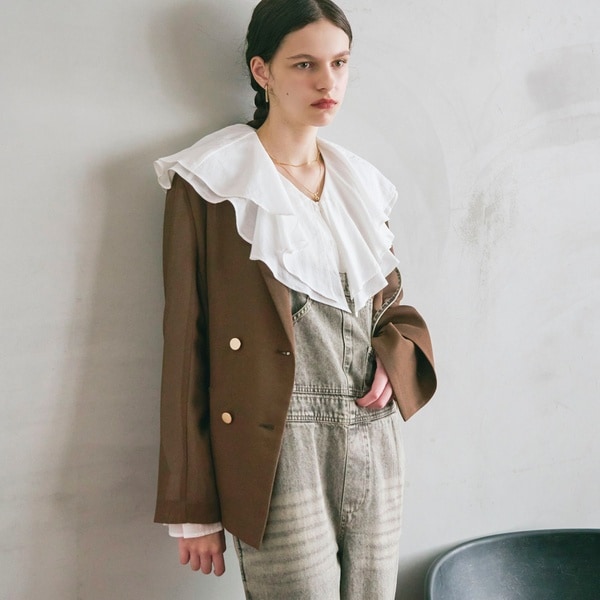 ドゥ アルシーヴ（Doux archives）/メッシュテーラードダブルジャケット