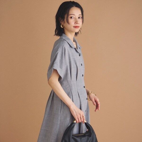 ドゥ アルシーヴ（Doux archives）/タックフレアシャツワンピースの