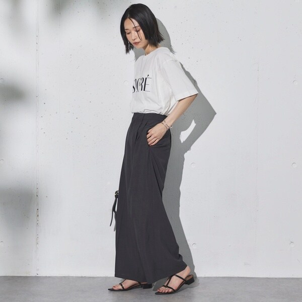 ドゥ アルシーヴ（Doux archives）/リネンライク2タックワイドパンツ