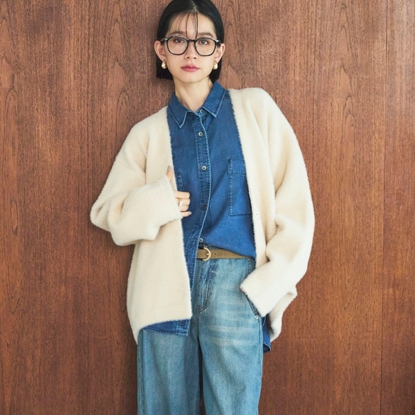 ドゥ アルシーヴ（Doux archives）/ダブルフェイスシャギーカーデ