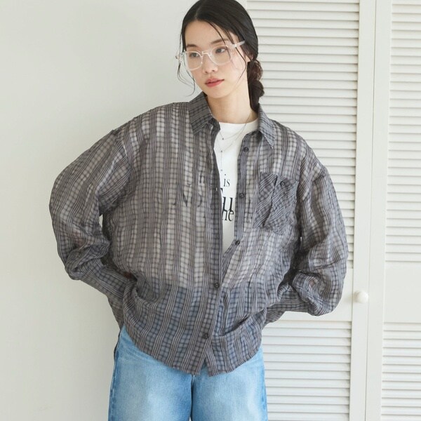 ドゥ アルシーヴ（Doux archives）/チェックシアーボリュームスリーブシャツ 11,715円