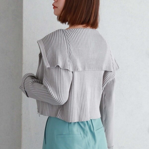 アルシーヴ（archives）/フロントzipオーバーカラー二重臼ニットの