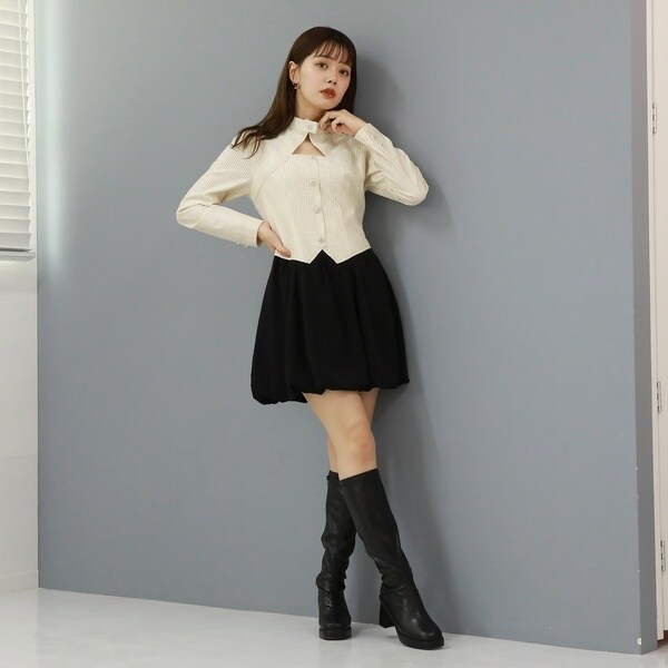 チーク（Cheek）/バルーンドッキングボウタイミニワンピースの通販は