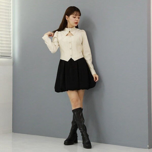 チーク（Cheek）/バルーンドッキングボウタイミニワンピースの通販は