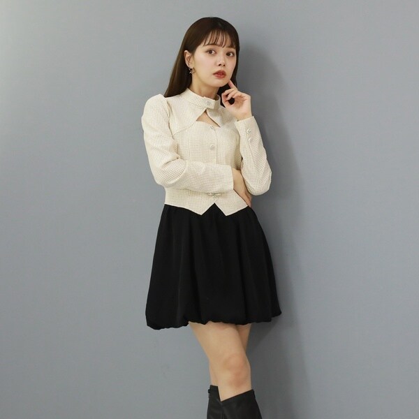 チーク（Cheek）/バルーンドッキングボウタイミニワンピースの通販は