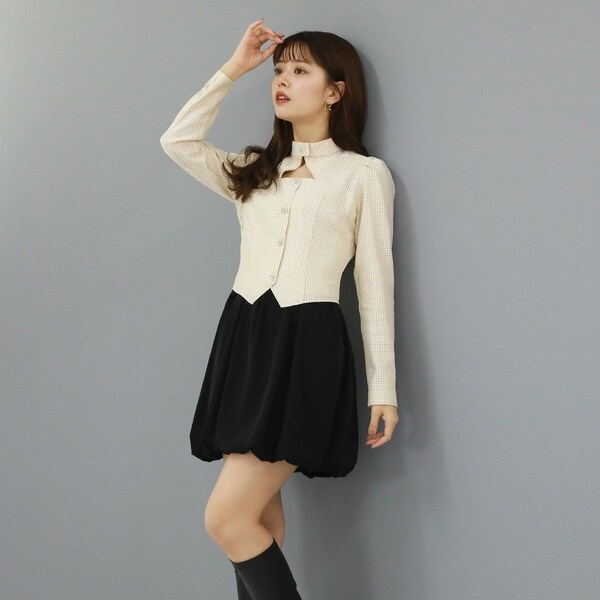 チーク（Cheek）/バルーンドッキングボウタイミニワンピースの通販は