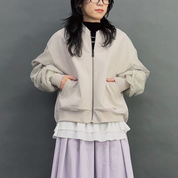 フリルデザインシアーブルゾン Vin 黒 9号 NEW】ニコルホワイト（NICOLE WHITE）/袖シアーブルゾンの通販は