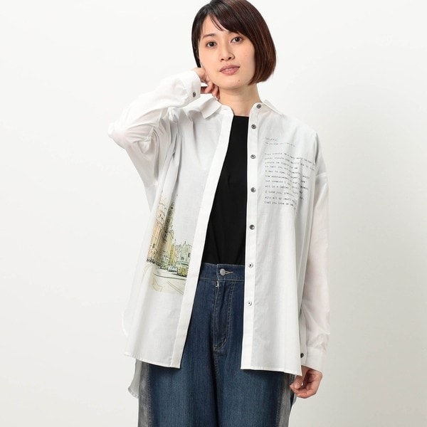 ニコルホワイト（NICOLE WHITE）/【WALDO】風景柄レギュラーシャツ