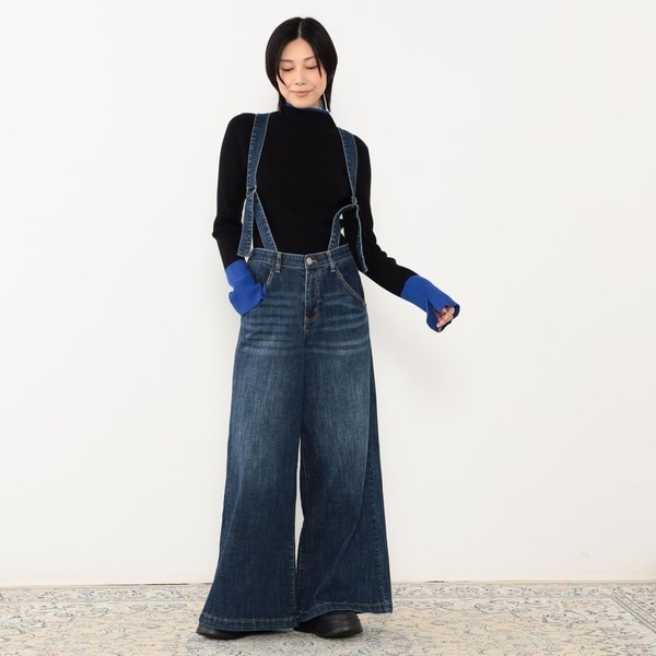 ニコルホワイト（NICOLE WHITE）/【WALDO】サスペンダー付きデニムワイドパンツ