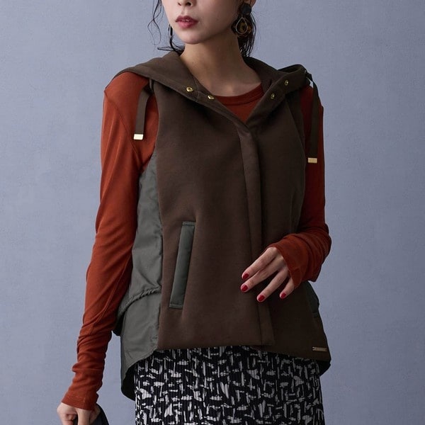 ニコルホワイト（NICOLE WHITE）/異素材使いのフードベスト