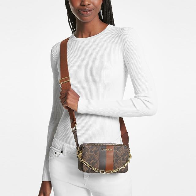 マイケル・コース（Michael Kors）/JET SET エンパイア シグネチャーロゴ ストライプ ダブルジップ カメラバッグ スモール_1
