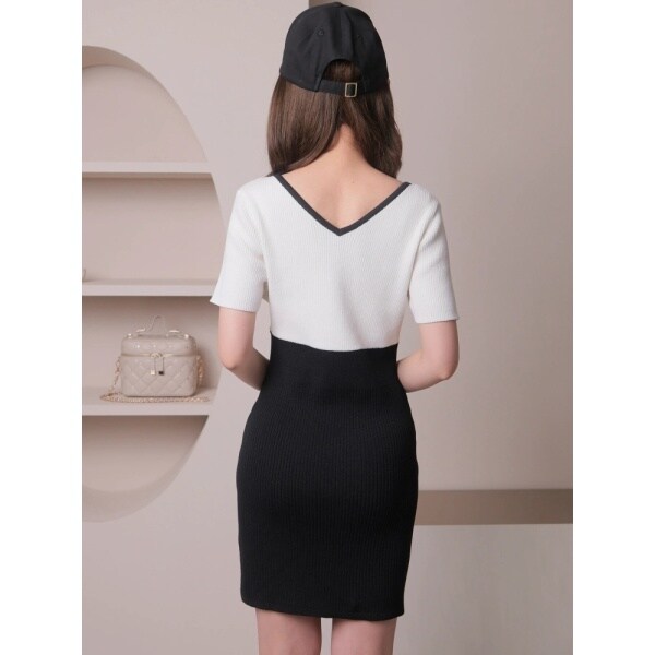 リップサービス（LIPSERVICE）/2wayバイカラーニットワンピース