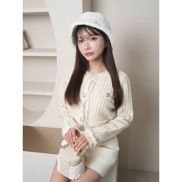 【美品】リップサービス リボンフェザーアンサンブルニットワンピース アイボリー LIP SERVICE リボンフェザーアンサンブルニットワンピース アイボリー