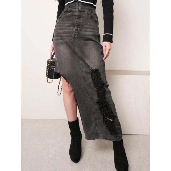 リップサービス（LIPSERVICE）/アシメカットロングデニムスカート